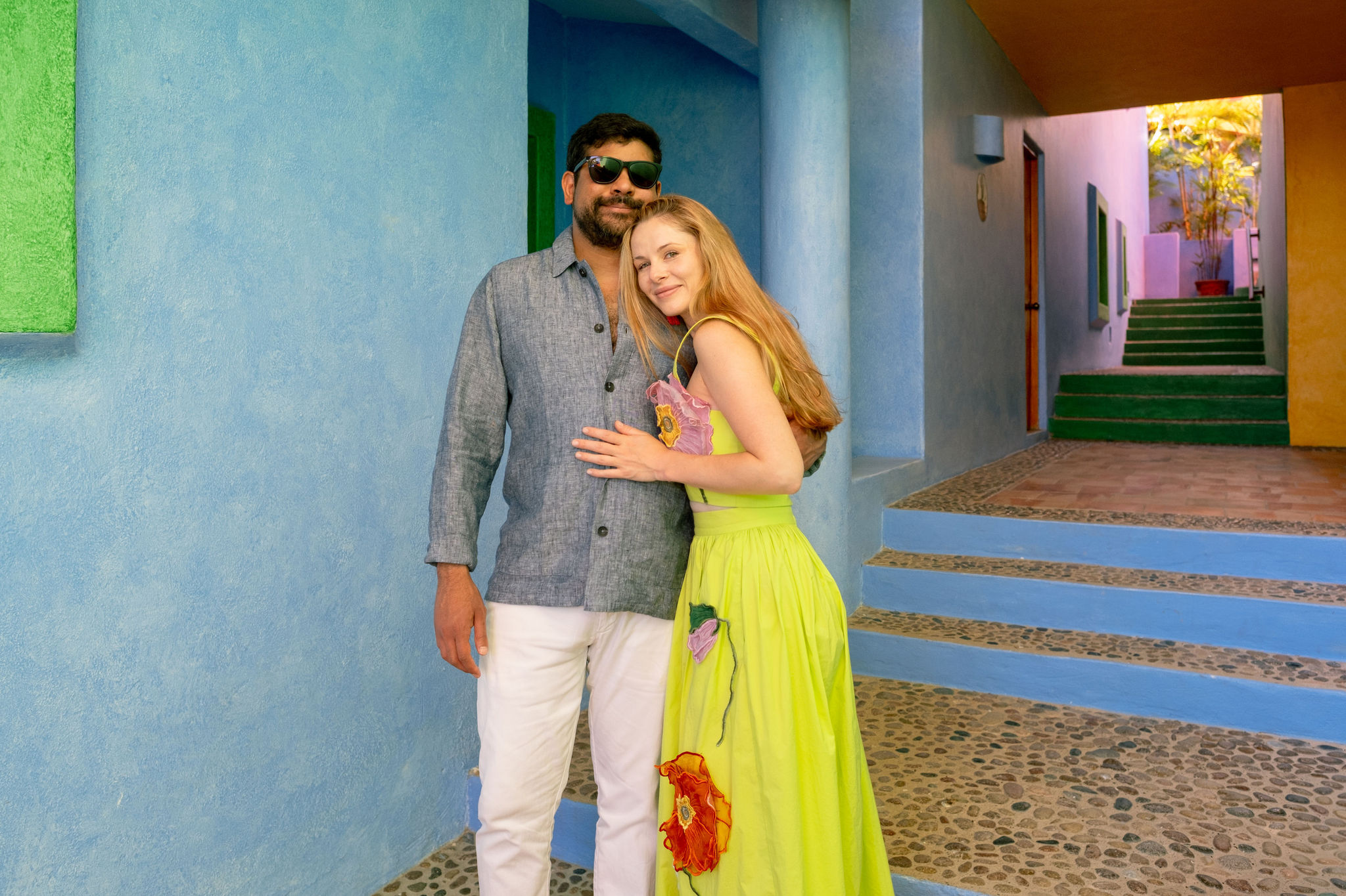 Zoe and Vik at the blue stairs